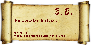 Borovszky Balázs névjegykártya
