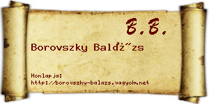 Borovszky Balázs névjegykártya
